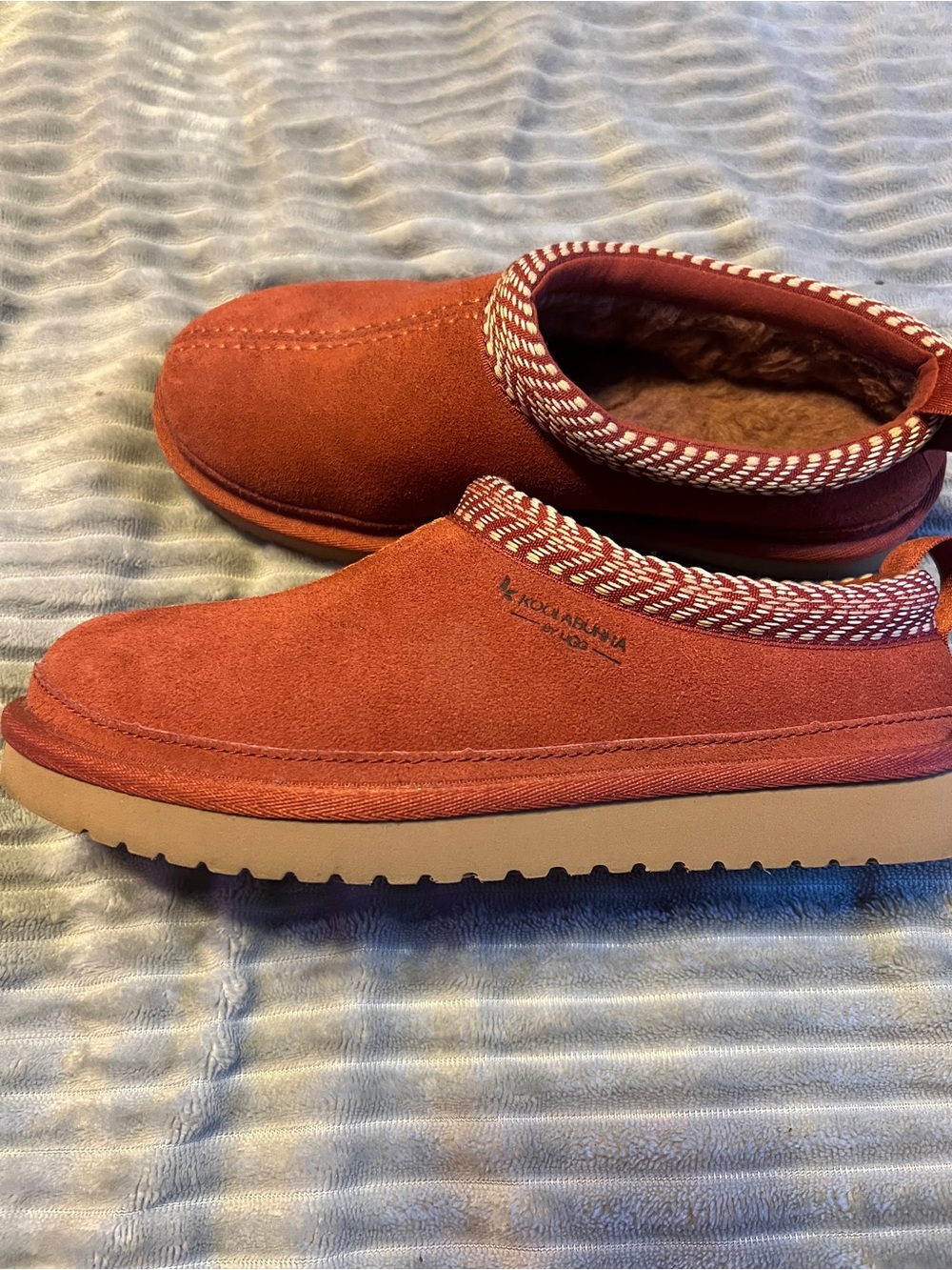 Koolaburra Kids Rust Red Suede Slip-On Slippers